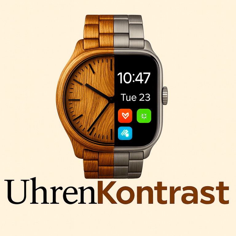 uhrenkontrast holzuhr und smartuhr vereint